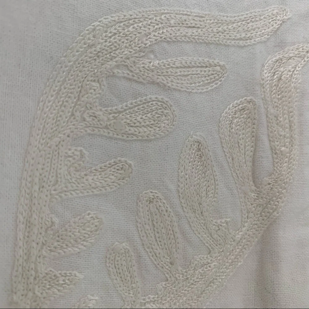 West Elm Sequin Beaded Leave Design White Pillow Cover